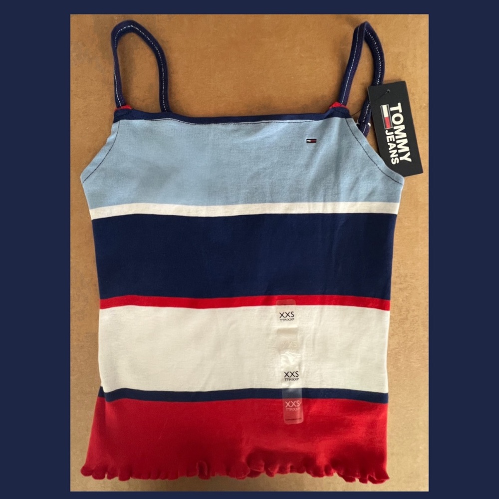 Tommy Hilfiger CAMI Camisole Tank Top Crop Adjustable Spaghetti Strap Multicolor